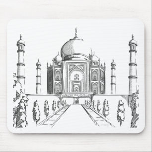 Skissa av den Indien landmarken, Taj Mahal Musmatta