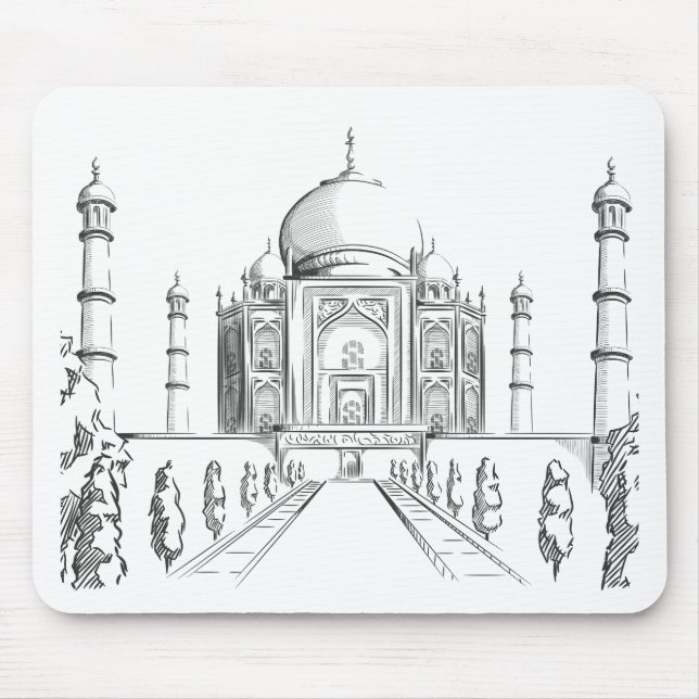 Skissa av den Indien landmarken, Taj Mahal Musmatta (Framsidan)