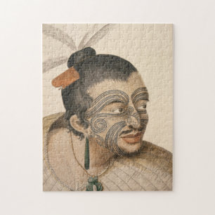 Skissa av en Maori man, C. 1769 Pussel