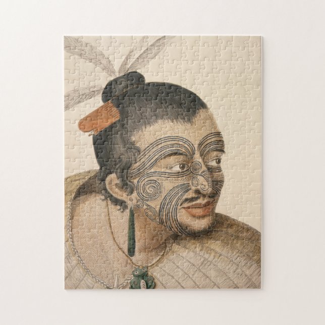 Skissa av en Maori man, C. 1769 Pussel (Vertikal)