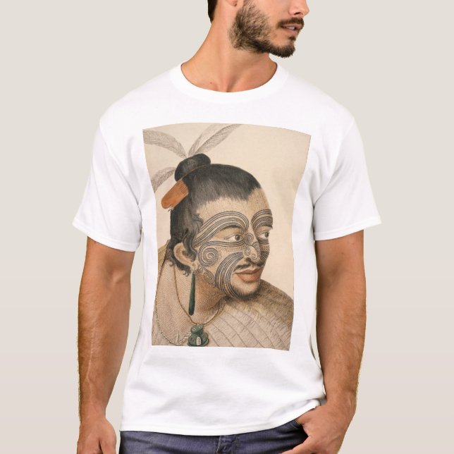 Skissa av en Maori man, C. 1769 Tee Shirt (Framsida)