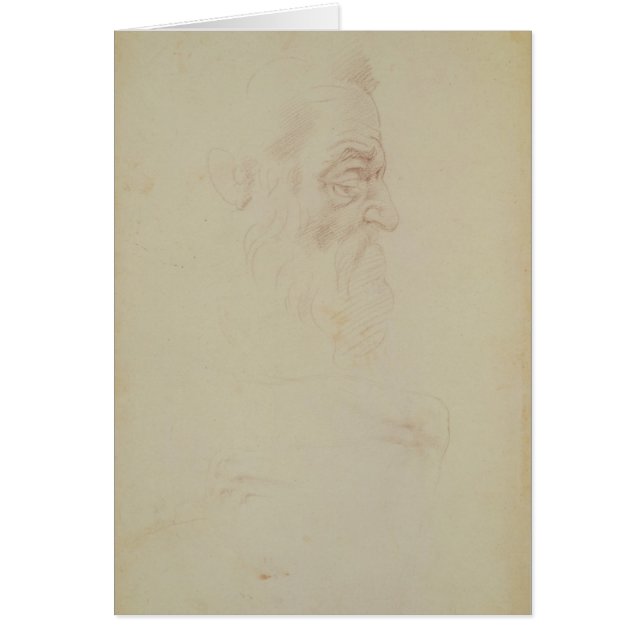 Skissa av ett male huvud och två ben hälsningskort (Framsidan)