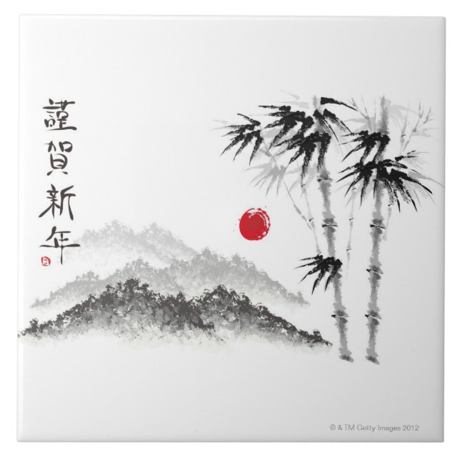 Skissa av landskap kakelplatta (Framsidan)