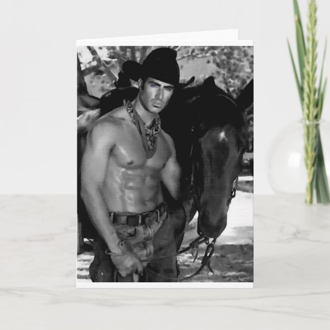 Skissa:  Cowboy & häst Kort (Framsida)
