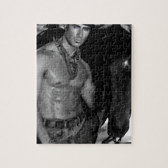 Skissa:  Cowboy & häst Pussel (Vertikal)