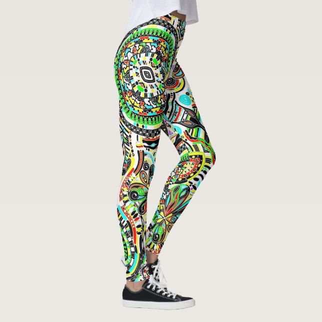 Skissa fantasykonst - Abstrakt blommor 3 Leggings (Höger)