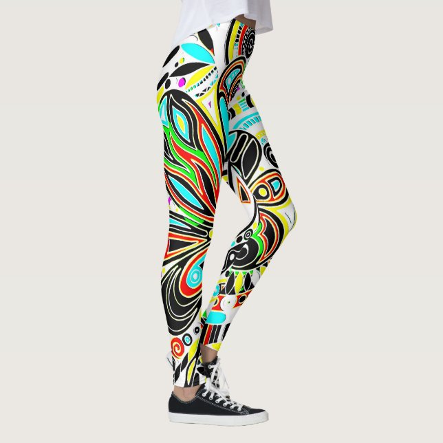 Skissa fantasykonst - Abstrakt blommor 3 Leggings (Höger)