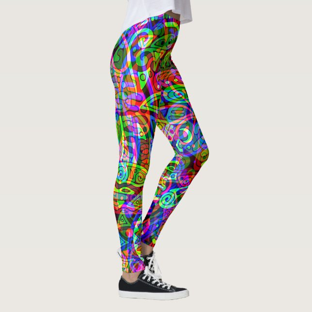 Skissa fantasykonst - Abstrakt neonförskjutning 3 Leggings (Höger)