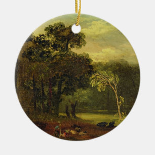 Skissa från naturen i Sion parkerar, 1819 (olja p Julgransprydnad Keramik