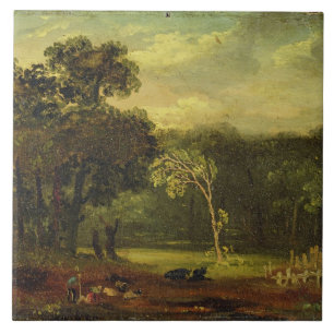 Skissa från naturen i Sion parkerar, 1819 (olja p Kakelplatta