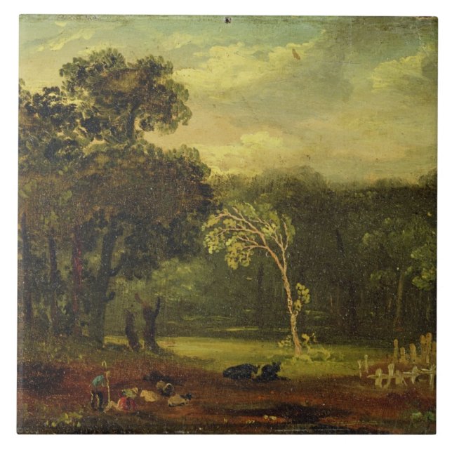 Skissa från naturen i Sion parkerar, 1819 (olja på Kakelplatta (Framsidan)