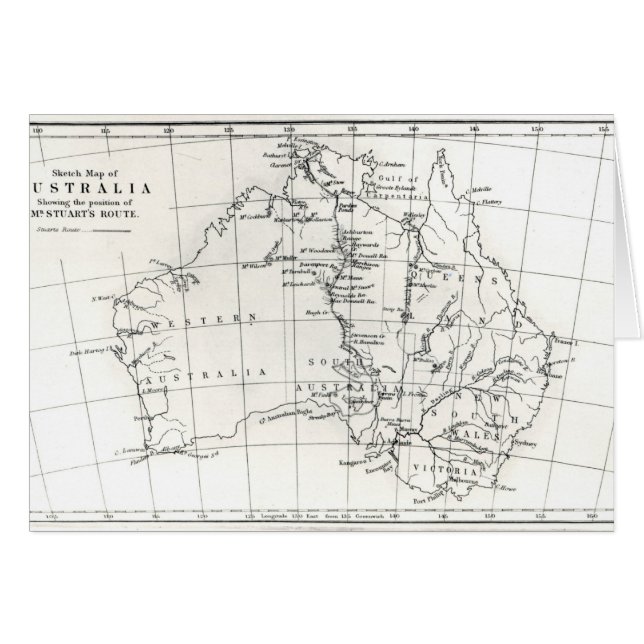 Skissa kartan av Australien Hälsningskort (Framsidan Horizontal)