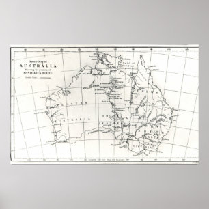 Skissa kartan av Australien Poster