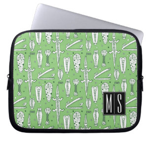 Skissa monogramen för krokodilmönster laptop fodral