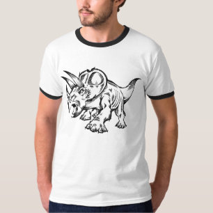 Skissa T-tröja för klotterTriceratopsdinosauren T-shirt