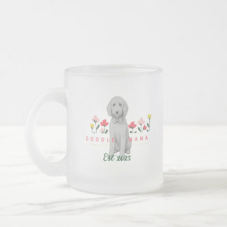 Skissad Doodle-mugg med blommor - Anpassningsbar Frostad Glasmugg