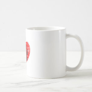 Skissad hundpaw i rött hjärta kaffemugg