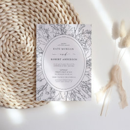 skissad inbjudan till modern blommigt-bröllop