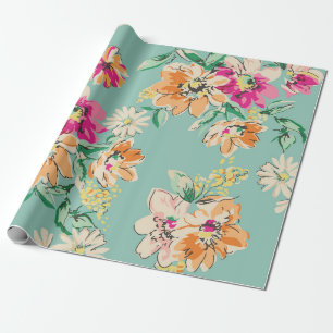 skissad ljusa färger blomma - sömlös rygg presentpapper