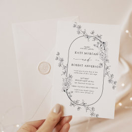 Skissad Modern Blommigt-bröllop-inbjudan