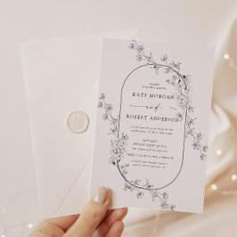 Skissad Modern Blommigt-bröllop-inbjudan