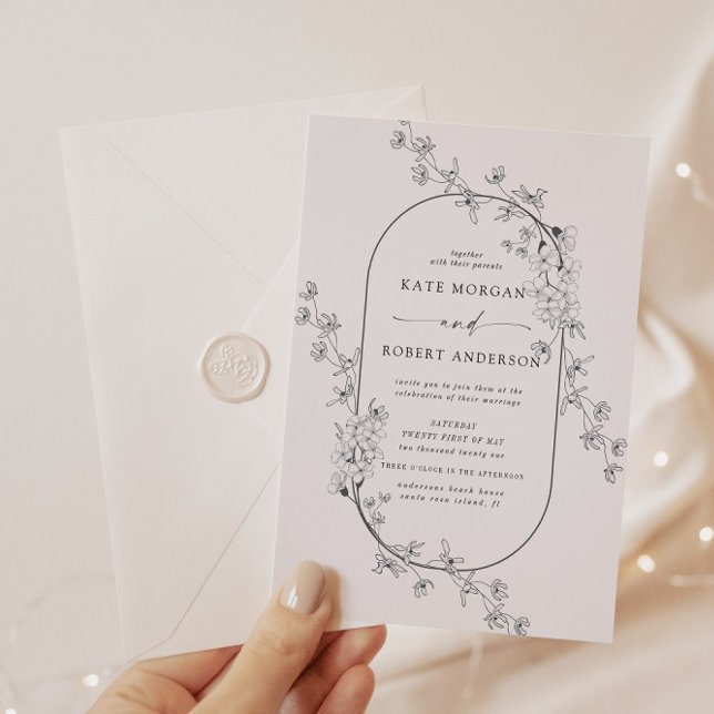 Skissad Modern Blommigt-bröllop-inbjudan (Skapare uppladdad)