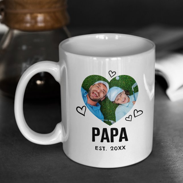Skissad Pappa Hjärtfoto Kaffemugg (Skapare uppladdad)