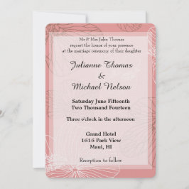 Skissad Rosa Blommigt Bröllop Inbjudningar