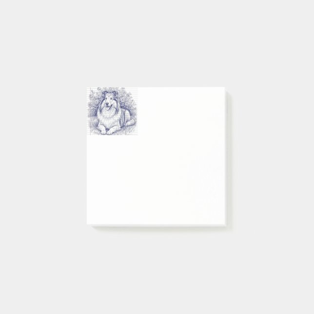 Skissad stil Sheltie Post-it Block (Framsida)
