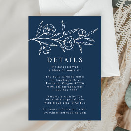 Skissade Blommor Marin Bröllopsdetaljer Tilläggskort