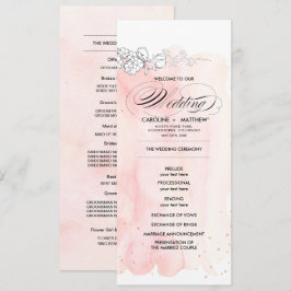 Skissade blommor vattenfärg vigselprogramkort inbjudningar