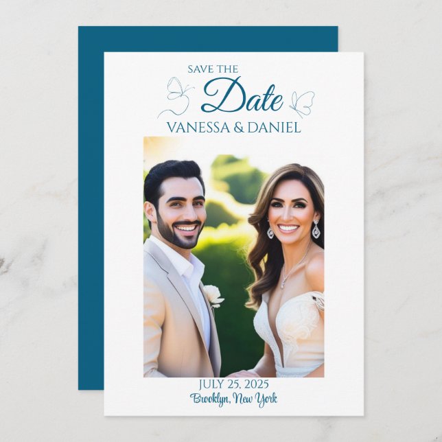 Skissade fjärilar Spara datum Fotokort Spara Datumet (Fram/baksida)