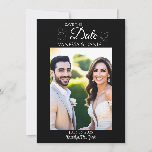 Skissade fjärilar Spara datum fotokort Spara Datumet (Framsida)