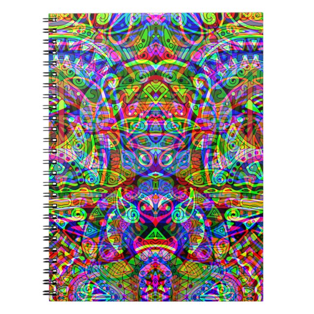 Skissar Fantasy Art - Abstrakt Neon Förskjutning 3 Anteckningsbok (Framsidan)
