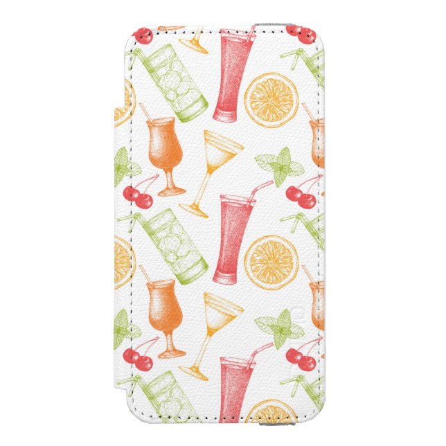 Skissat coctailmönster incipio iPhone wallet skal (Folio Framsidan)