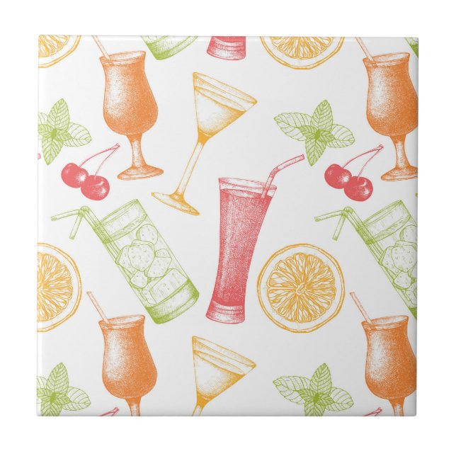 Skissat coctailmönster kakelplatta (Framsidan)