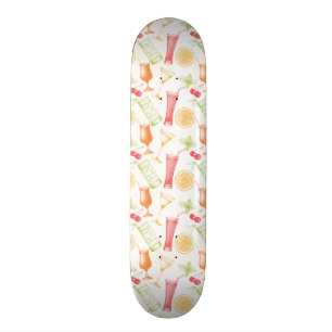 Skissat coctailmönster old school skateboard bräda 21,6 cm