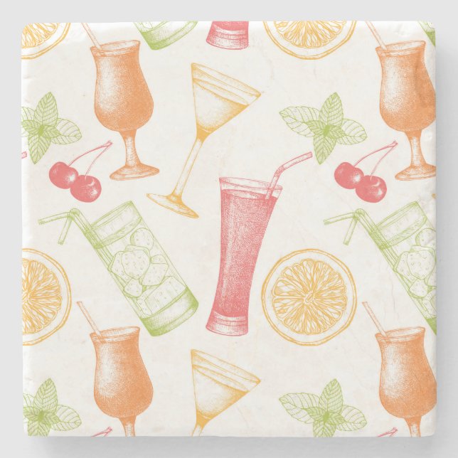 Skissat coctailmönster underlägg sten (Framsidan)