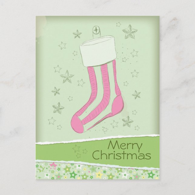 skissat lagerföra rosa jul helg vykort (Framsida)