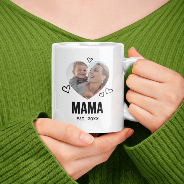 Skissat Mamma Heart Photo Kaffemugg (Skapare uppladdad)