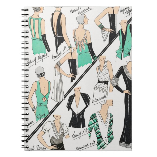 Skisser av Fransk Couture Mode från 1931 Anteckningsbok (Framsidan)