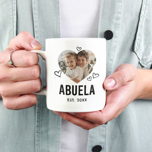 Skisserad Abuela Hjärtfoto Kaffemugg (Skapare uppladdad)