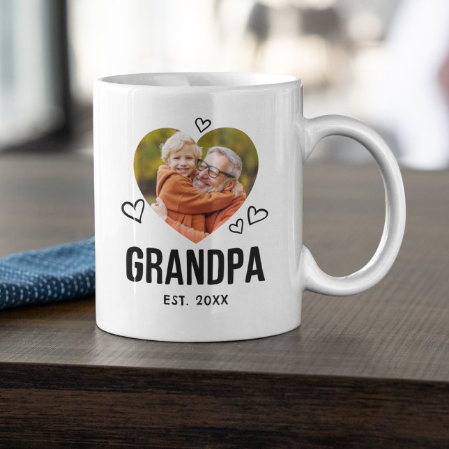 Skisserad Farfar Hjärta Foto Kaffemugg (Skapare uppladdad)