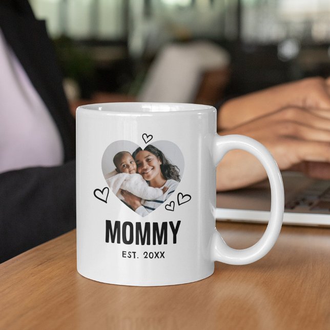 Skisserad Mamma Hjärtfoto Kaffemugg (Skapare uppladdad)