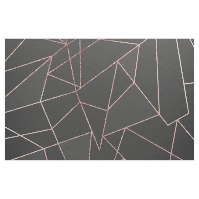 Skisserar rosa guld- geometriska för chic på svart tyg (Yard)