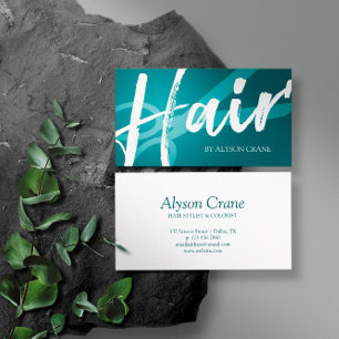 Skissor och penselskript Cyan Hair Stylist Visitkort