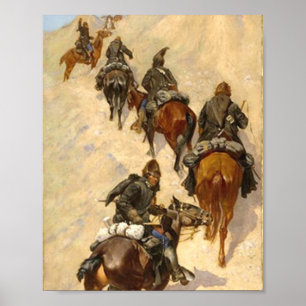 Skitar som klättrar i ett berg Frederic Remington Poster
