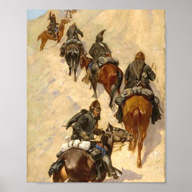 Skitar som klättrar i ett berg Frederic Remington Poster (Framsidan)