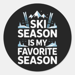 Skitid är min favorit säsong Alpin skidsport Runt Klistermärke
