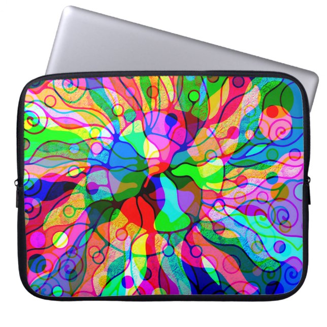 Skitning av fantasy Art - Abstrakt Neon Shift 1 Laptop Fodral (Framsidan)
